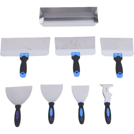 Ensemble de 8 coupe-mastic en acier inoxydable pour cloisons sèches, coupe-bande avec poignée ergonomique et marteau, outils pour travaux muraux J001 (1/5)