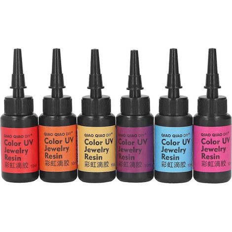 Lot de 6 tubes de 10 ml de résine UV, facile à utiliser, à séchage rapide et aux couleurs vives. Résine époxy UV polyvalente pour le bricolage. (1/4)