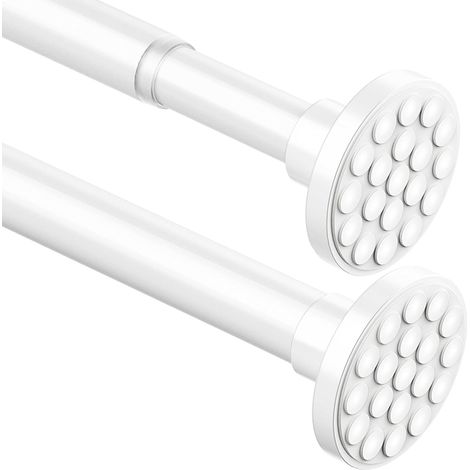Tringle à rideau de douche extensible de 250 cm de long sans perçage pour salle de bain, chambre à coucher, blanc (85-265 CM Φ32 mm) (1/5)