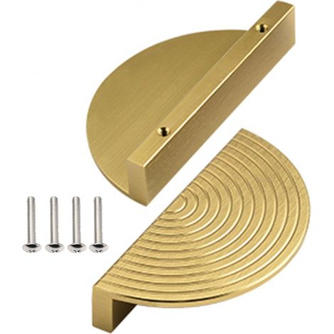 Poignée de porte tiroir en demi-cercle doré-2Pièces Boutons demi-lune en demi-cercle avec vis,Quincaillerie solide pour armoire,Pour meubles cuisine salle de bain placard,4in/100mm (1/5)