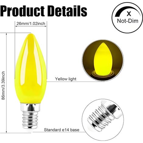 Yellow E14 1W 220V LED Bulbs Plastic Cover Non-Dimmable for Outdoor Indoor String Wedding Party Bar Atmosphere Decor (1/3)