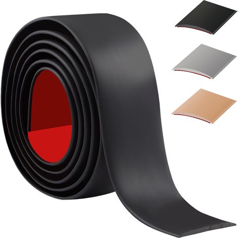 200cm Barre De Seuil Adhesive,Flexible Seuil De Porte Adhesif PVC,Barres De Transition De Seuil Pour La Cuisine/Salon,Profil De Transition Pour Joindre Les Joints De Sol/Carrelage/Laminé(5cm,Noir) (1/5)