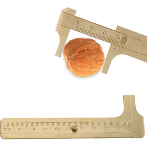Pied à coulisse en laiton, outil de mesure de bracelet en noyer, pied à coulisse pour tester les bijoux, 10 cm.