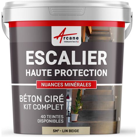 Béton ciré escalier, kit complet - 5 m² (en 2 couches) Lin Beige - ARCANE INDUSTRIES (1/5)