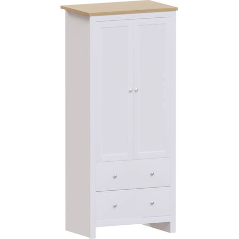 Arlington Wardrobe 2 Door 2 Drawer With Hanging Rail & Storage Shelf, White