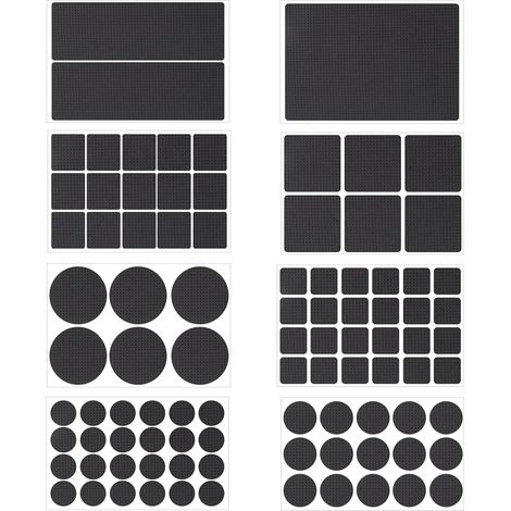 93 Pièces Patins Antidérapants Caoutchouc Auto-adhésifs 4mm - 8 Tailles Protecteurs Meubles Chaise Anti-Rayures Réduire Bruit Noir