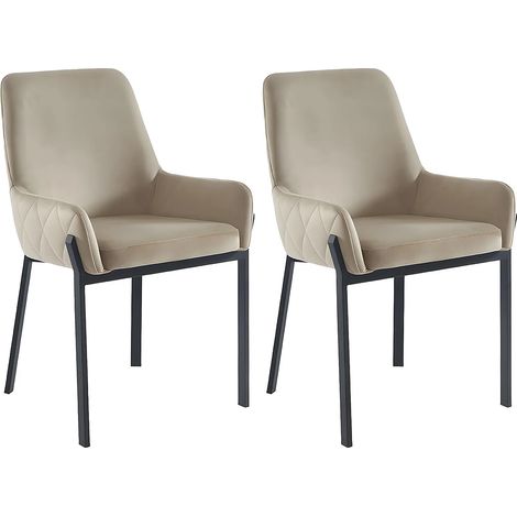 Sedia con braccioli in Velluto e Metallo Beige - Lotto di 2 - CAROLONA di Pascal MORABITO (1/5)