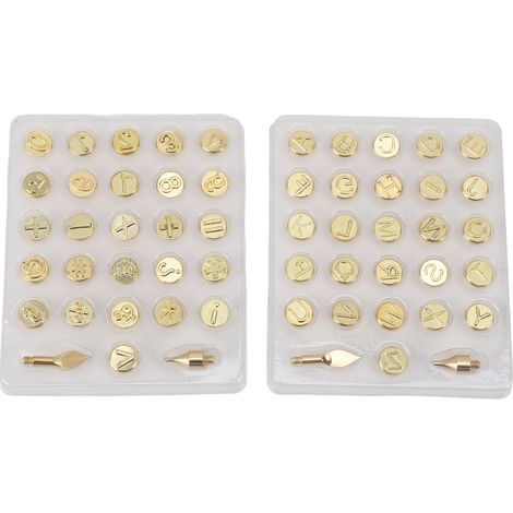 Kit de grabado en madera y cuero con 56 puntas de latón, alfabeto y números, compatible con soldador, para manualidades. (1/5)