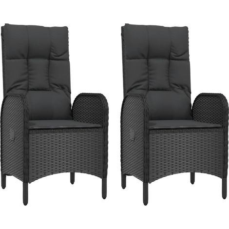 Lot de 2 Chaises de jardin et de camping, Chaise de relaxation, Résine tressée Noir OIB1406E (1/5)