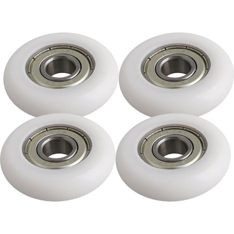 4 poulies à billes en plastique, roue ronde 10 x 40 x 10 mm, charge 83 kg, blanches (1/3)
