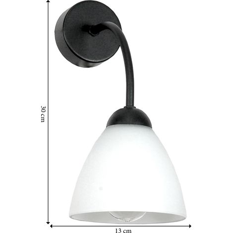 Schwarze Wandleuchte mit weißem Glasschirm 15-313 jagna (1/2)
