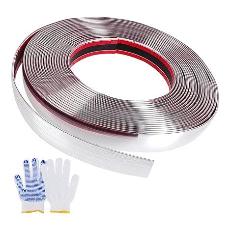 30 mm X 5 m Bande Voiture pour Chrome, Baguettes Chromées sur Le Boîtier du Rétroviseur, Argent de Garniture Baguette, Murale Moulure Adhesive Décoratives pour Carrosserie Fenêtre (1/5)