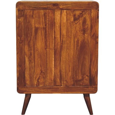 Commode courbée en bois massif, 2+3 tiroirs, finition châtaignier, brun foncé