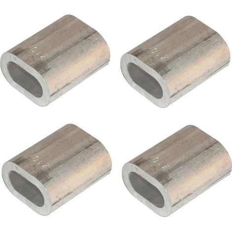 Set di 4 manicotti a crimpare in alluminio da 6 mm – Per cavo in acciaio – Raccordo di serraggio per riparazione connettore – Temperatura massima di esercizio (1/2)