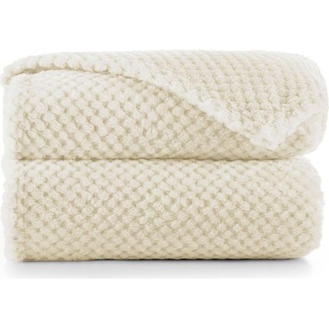 Couette en Microfibre Couverture Polaire Plaid Couvre-lit Polaire Doux de Style scandinave Henry, Microfibre Beige 70x100 cm (1/4)