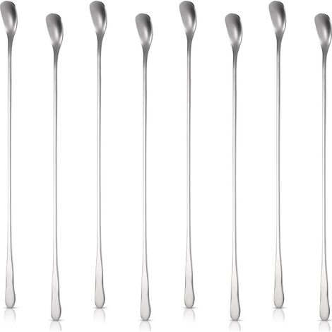 Cuillère À Café En Acier Inoxydable - 20 cm - Pour Thé Glacé Cocktail Café Froid - Lot De 8 (1/5)
