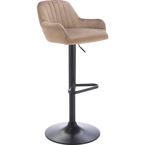 Sgabello da bar in Velluto e Metallo Nero Altezza regolabile Beige - ELEANA (1/5)