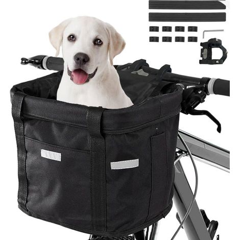 Panier vélo Pliant, Amovible Vélo Guidon Panier, Sacoche Avant de Bicyclette, Panier de Vélopour VTT, Pique-Nique, Shopping, Petit Animal Domestique (Noir) (1/4)
