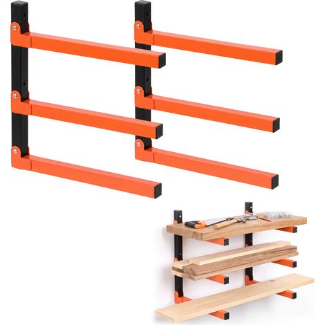 Porte bûches intérieur, range bois de chauffage exterieur, Fixation murale, 3 couches, Charge max 150kg (1/5)