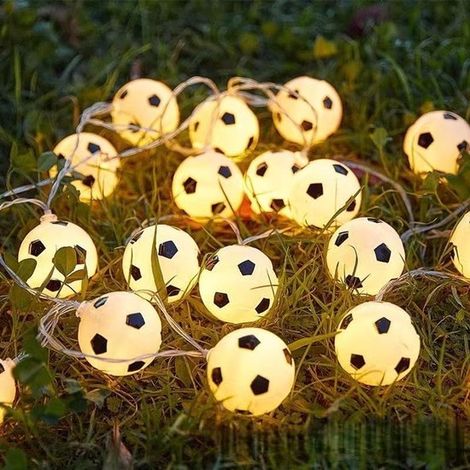 LED-Lichterkette in Fußballform – Batteriebetrieben – 10 LED-Fußballlichter für Schlafzimmerdekoration, Fußballpartys und Kinderzimmeraccessoires (1/5)