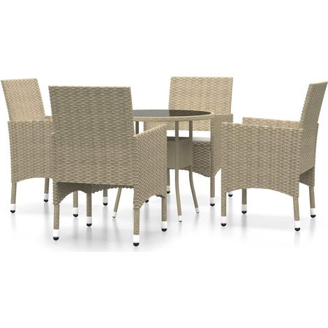 Maison Exclusive - 5-tlg. Garten-Essgruppe Poly Rattan Beige (1/5)