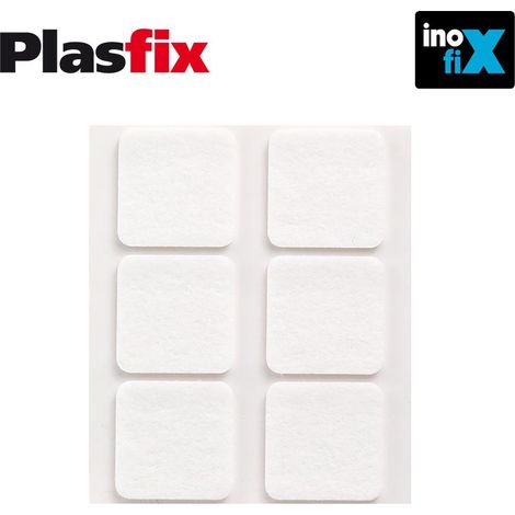 Confezione da 6 feltri adesivi sintetici bianchi 31x31mm Plasfix INOFIX