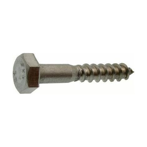 Vis à bois, tête hexagonale, tire-fond inox - Longueur: 80 - Qualite Inox: A2 - Diamètre: 5