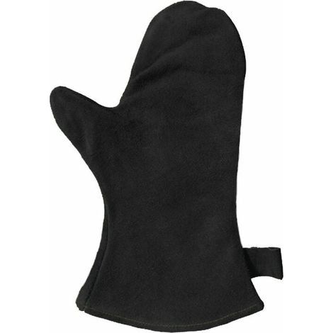 Gant pour cheminée avec Isolation Thermique, Gant en Cuir pour Four, Gant de Protection Ignifuge, Gant pour Barbecue, Gant en Cuir résistant à la Chaleur, Noir (1/5)