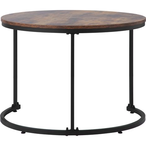 Runder Couchtisch 2er Set Satz Couchtisch Wohnzimmer Runder geschachtelter Beistelltisch 2 Runder Beistelltisch (Braun) (1/5)
