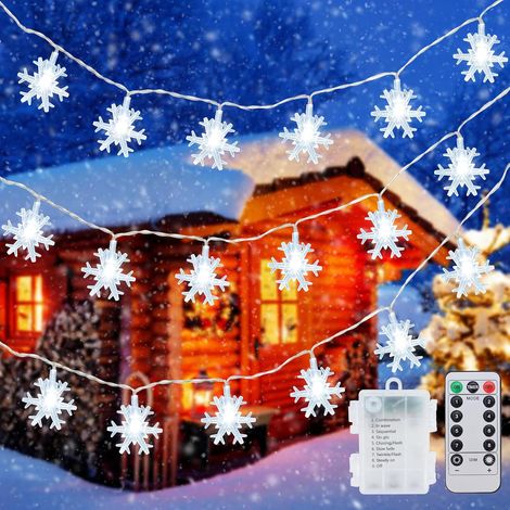 Guirlande Lumineuse avec Étoile 40LED 6M Guirlande LED à Piles 8 Modes Lumières de Noël Intérieur Extérieur Résistant à l'eau avec Télécommande Jardin Noël,Mariage,Soirée Décoration