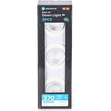 Aigostar faretti LED E6 incasso orientabili 3 pz 5W 6500K luce fredda (1/5)
