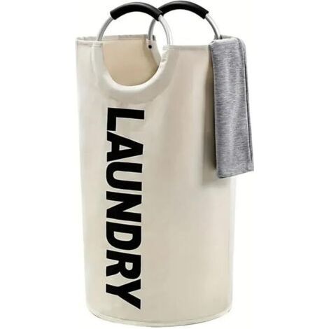 90L Large Capacity Laundry Basket, Foldable Laundry Bag with Padded Handles, Laundry Baskets, Ideal for Storing and Transporting Clothes,Beige 38x79cm (1/5)