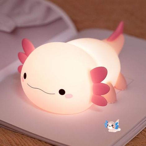 Veilleuse salamandre mignonne pour chambre d'enfant, veilleuse en silicone, commande tactile, lampe de chevet rechargeable par USB, rose (1/5)