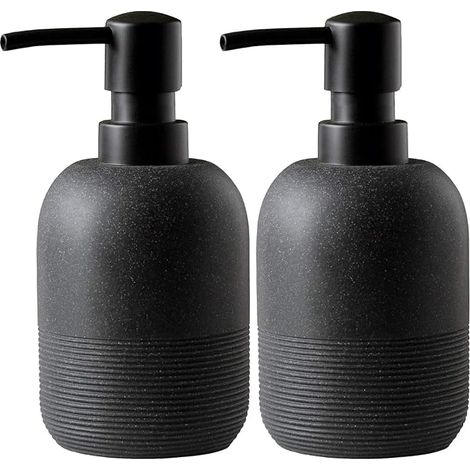 Set dispenser di sapone nero opaco con pompa – sapone per le mani, dispenser di sapone da cucina moderno – 300,5 g (circa 10,4 oz) (1/5)