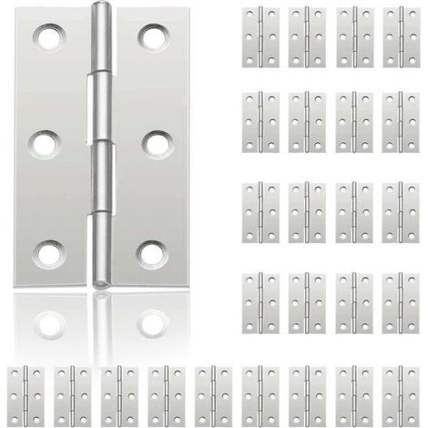 24 Stück (44 mm x 32 mm) Kleine Türscharniere, Edelstahlscharnier für Schranktüren, Klaviere, Schmuckkästchen, Wohnmöbelbeschläge, MUMU (1/4)