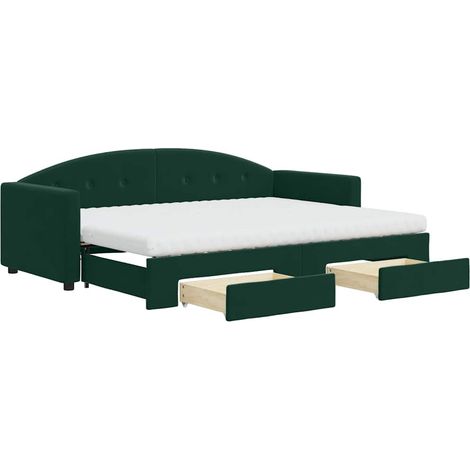 Maison Exclusive - Divano Letto Estraibile Cassetti Verde Scuro 80x200cm Velluto