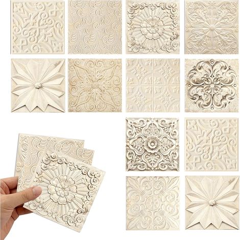 Carrelage Adhesif Mural Cuisine, 48pcs 10x10cm Stickers Carrelage Cuisine Kitchen Tile Sticker Carreaux Imperméables Décoration pour la Cuisine, Salle de Bain et la Chambre (1/5)
