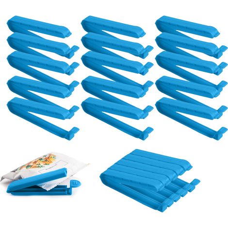 20 pinzas de plástico para bolsas de alimentos, 10 x 1,1 x 1,5 cm, aptas para frigorífico y lavavajillas. (1/5)