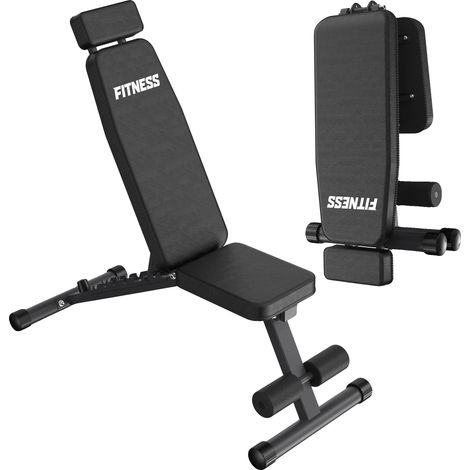 Banco de pesas ajustable, respaldo de 10 posiciones, diseño plegable, color negro. (1/2)