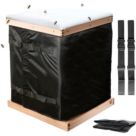 Enveloppement de ruche d'abeille d'hiver, emballage isolant de ruche,Tissu Oxford 600D coupe-vent et résistant au froid Boîte à abeilles réutilisable, housse de Protection réglable pour ruche, couve (1/5)