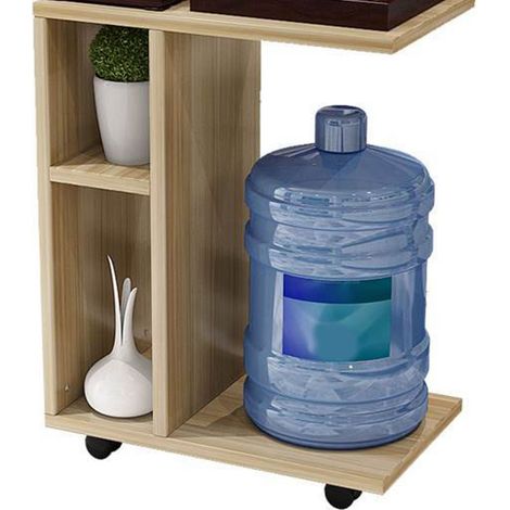 Schlichter, multifunktionaler und mobiler Kung-Fu-Beistelltisch, ideal für kleine Wohnungen und Wohnzimmer. Mini-Ecktisch auf Rollen, walnussfarben. (1/5)