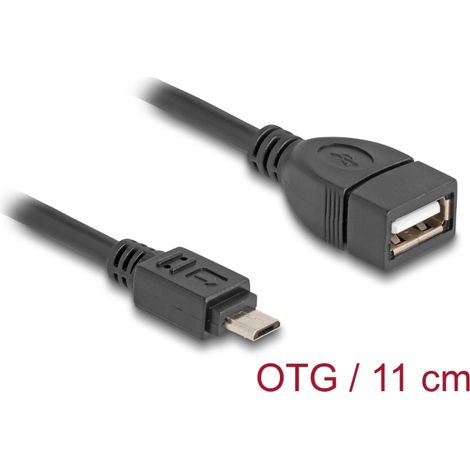 Delock Cable USB 2.0 OTG Tipo Micro-B macho a Tipo-A hembra 11 cm