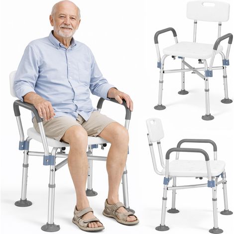 Sedia Sgabello da Bagno per Anziani Mobilità Ridotta Disabili Altezza Regolabile
