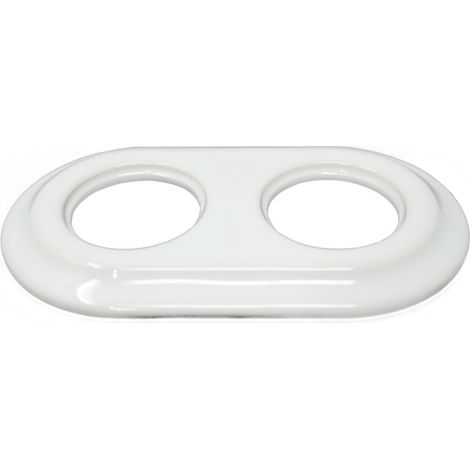Marco doble para empotrar de porcelana blanco vintage