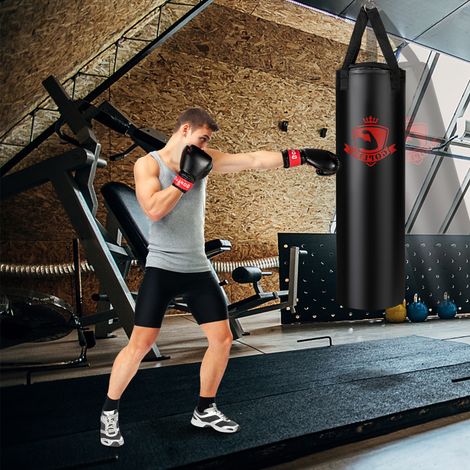 Sac de Frappe Lourd 100x30cm 28,5 kg Sac de Boxe Suspendus pour Adulte avec Gants de Boxes Suspension Support (1/2)