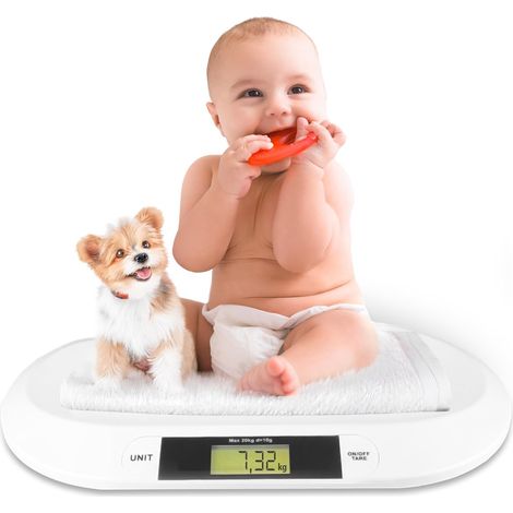Balance numérique pour bébé jusqu'à 20 kg - Balance numérique pour nouveau-né - Avec affichage LED - Contrôle du poids à partir de la naissance - Balance pour animaux - 54,5 x 31,5 x 3,5 cm (1/5)