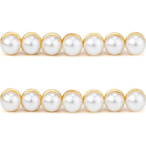 14 Ensembles Poids de Voile, Poids Voile Mariage Double Face Perles Artificielles Bouton Magnétique Hijab Magnets pour Robe de Mariée Vêtements Foulards Femmes Filles (Or) (1/5)