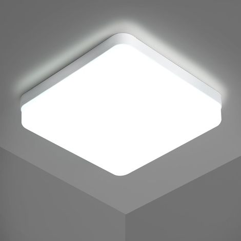 Goeco – Plafonnier LED carré 24W 6500K – IP44 étanche pour salle de bain, salon, cuisine, chambre – Dimensions 18x18cm – Flux lumineux 2700 LM (1/5)