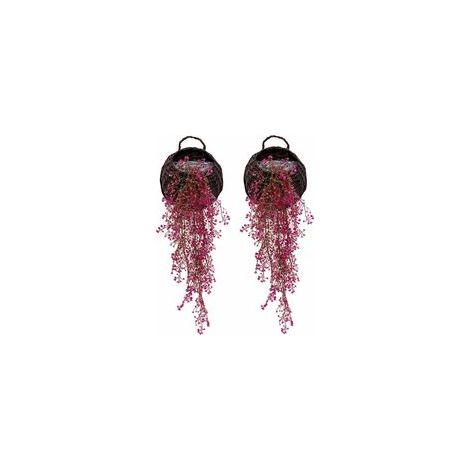 Lot de 2 vignes artificielles suspendues, fleurs rouges, pour décoration murale – (1/5)