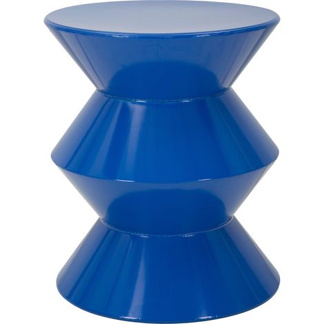 Couchtisch Ilam, Modernes Design, Runde Form, Tischplatte Blau, 40x50x38h cm blau